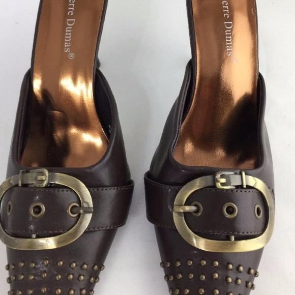 Pierre Dumas Swing Studded Brown Heels 8.5 - Picture 5 of 8