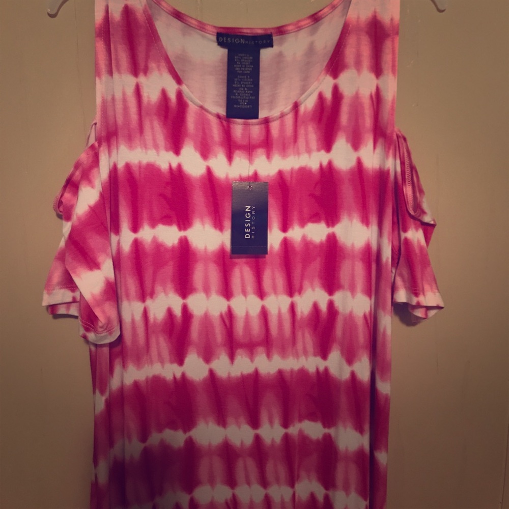 Cold shoulder type dye pink and white long dress