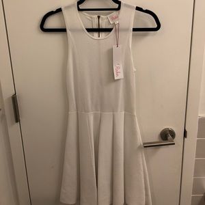 NWT Parker white pleated skater dress, S