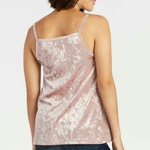 Pink velvet spaghetti strap top, XL