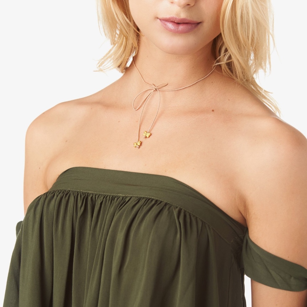 Disco Fever Bowtie Choker in Tan Butterflies