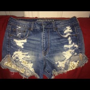 American eagle outfitters jean sequin shorts