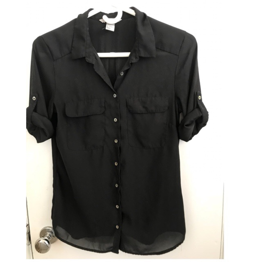 H&M Sheer black button down shirt