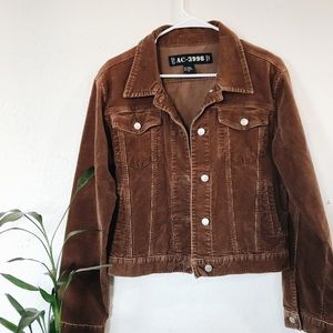 Brown courdoroy jacket.