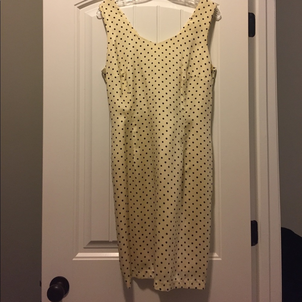 Cream Dress with Black Polka Dots