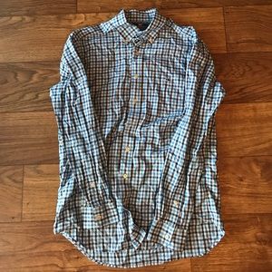 Blue & navy gingham mens button down vineyard vine