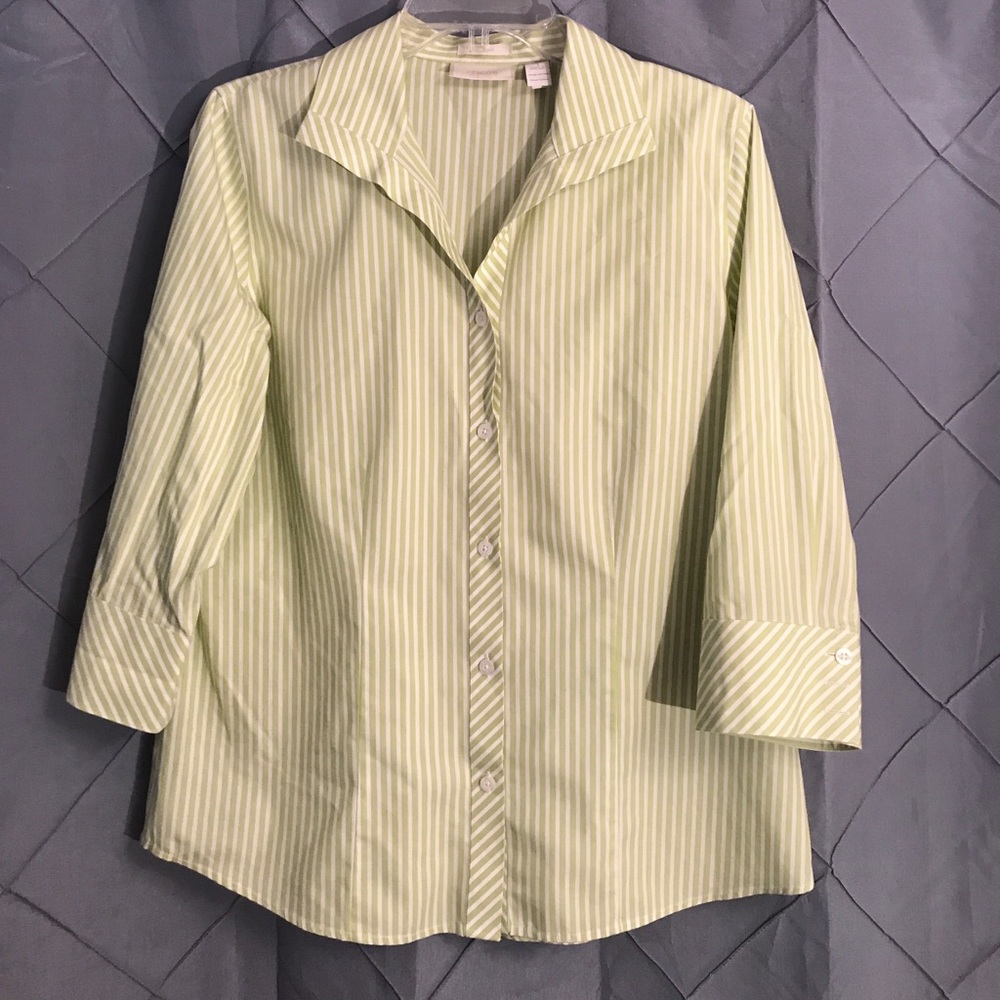 Chicos travelers size one striped button up