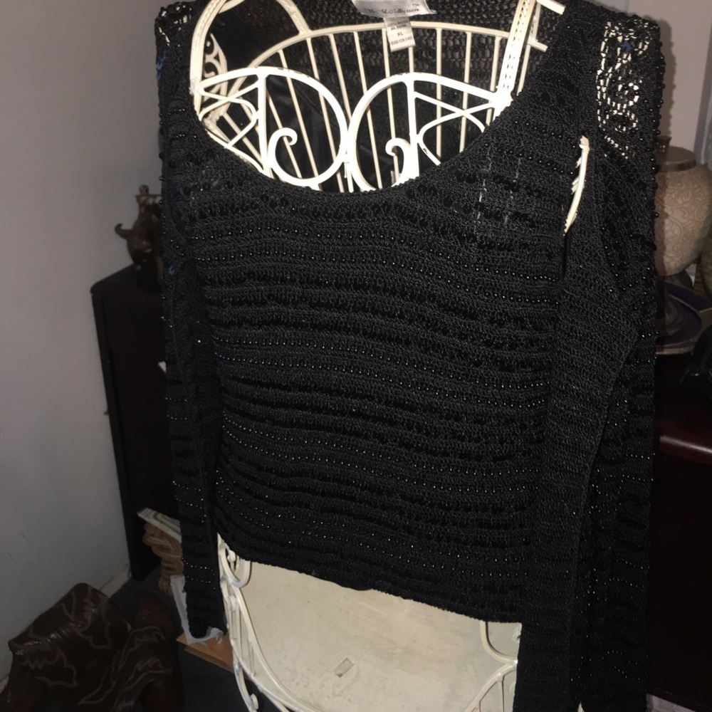 ✨S.M. Collection sequin & beaded top w/ cardigan✨