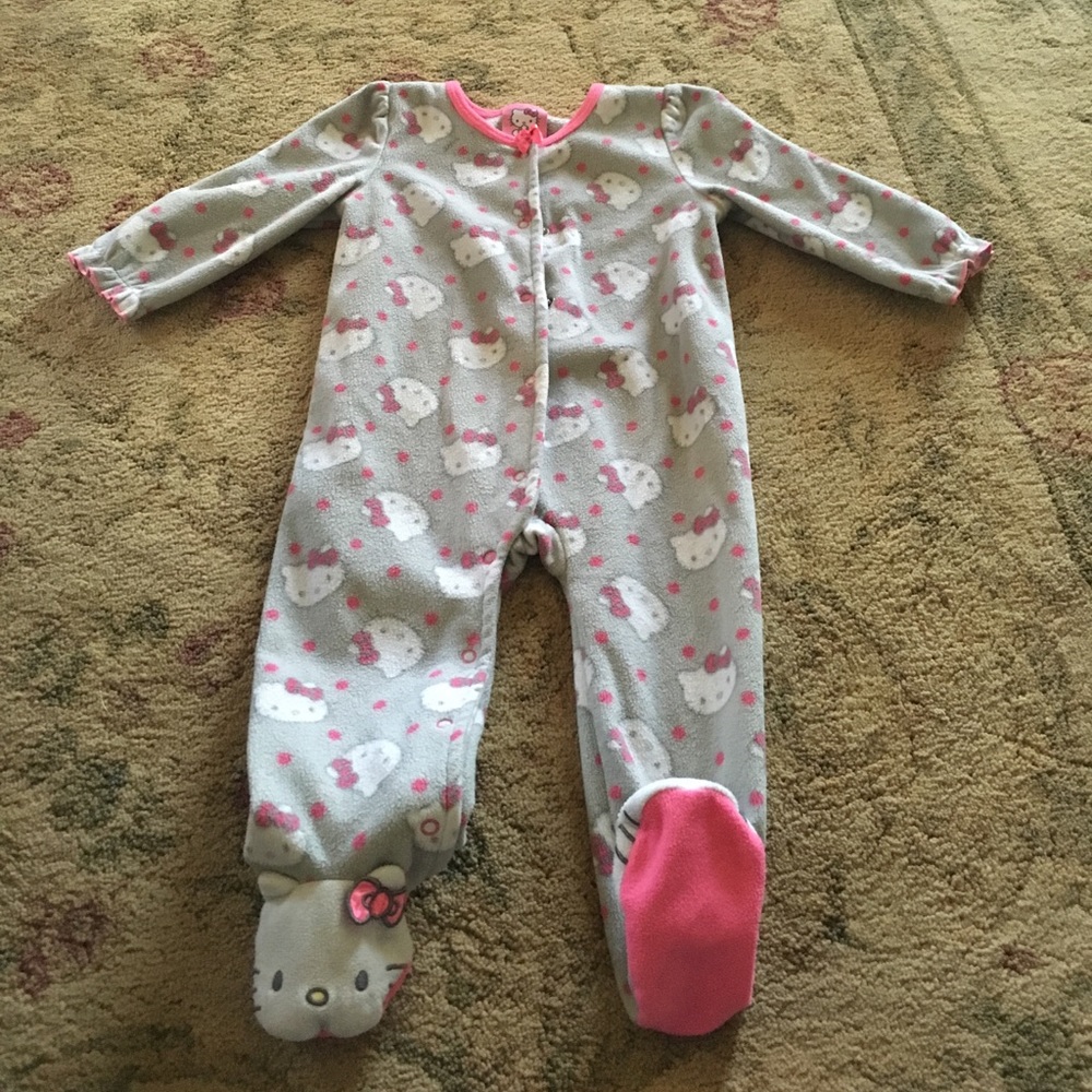 Hello Kitty buttoned fleece footsie pajamas