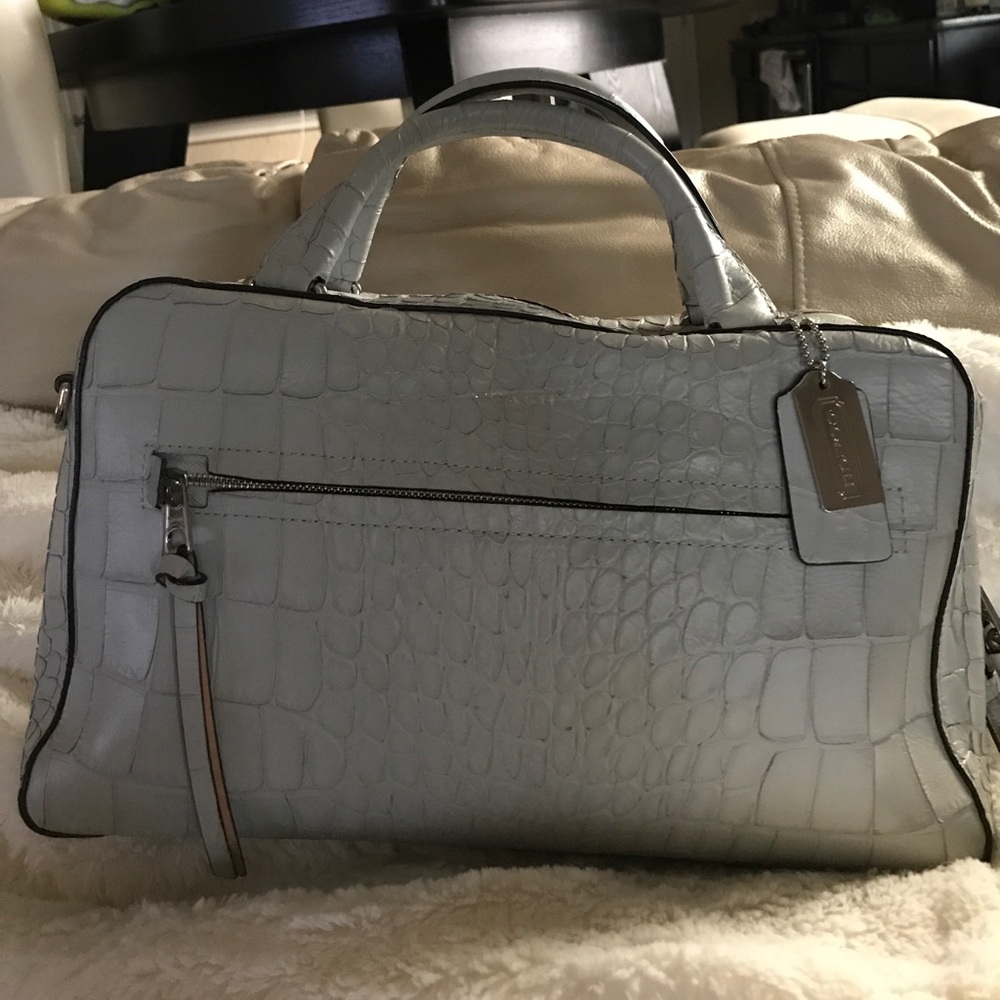 Coach grey embossed satchel.