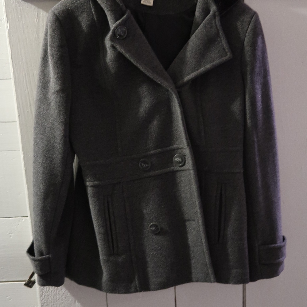 St. Johns Bay Women's Gray Peacoat