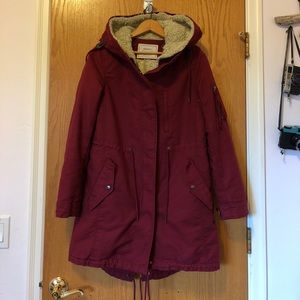 Zara burgundy red parka jacket