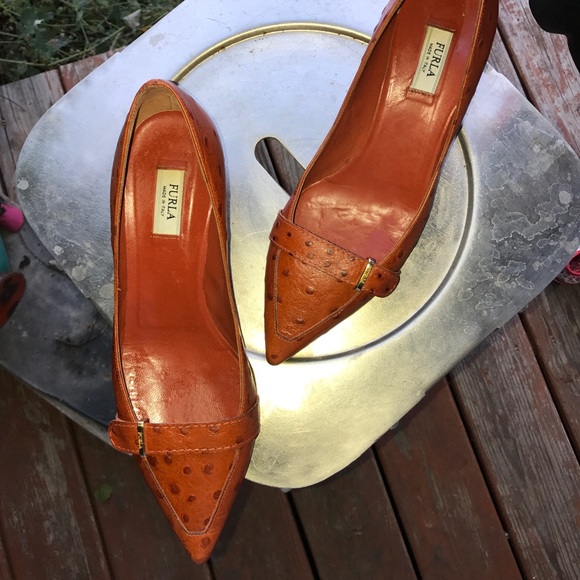 Furla Shoes - Furla ostrich kitten heels