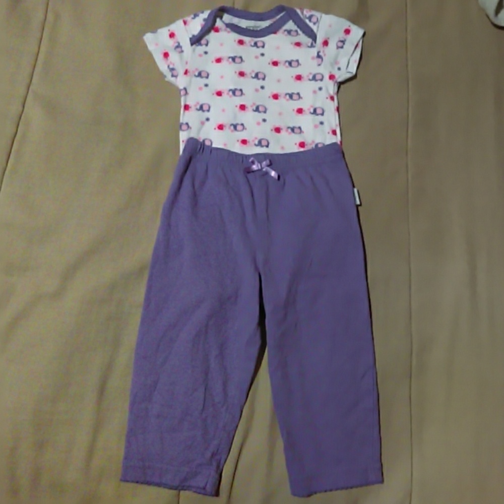 6-9Month, 2 piece outfit, purple pants, onesie OBO
