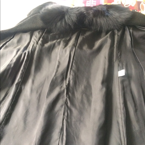 100% wool and 100% fox fur collar long coat - Picture 5 of 15