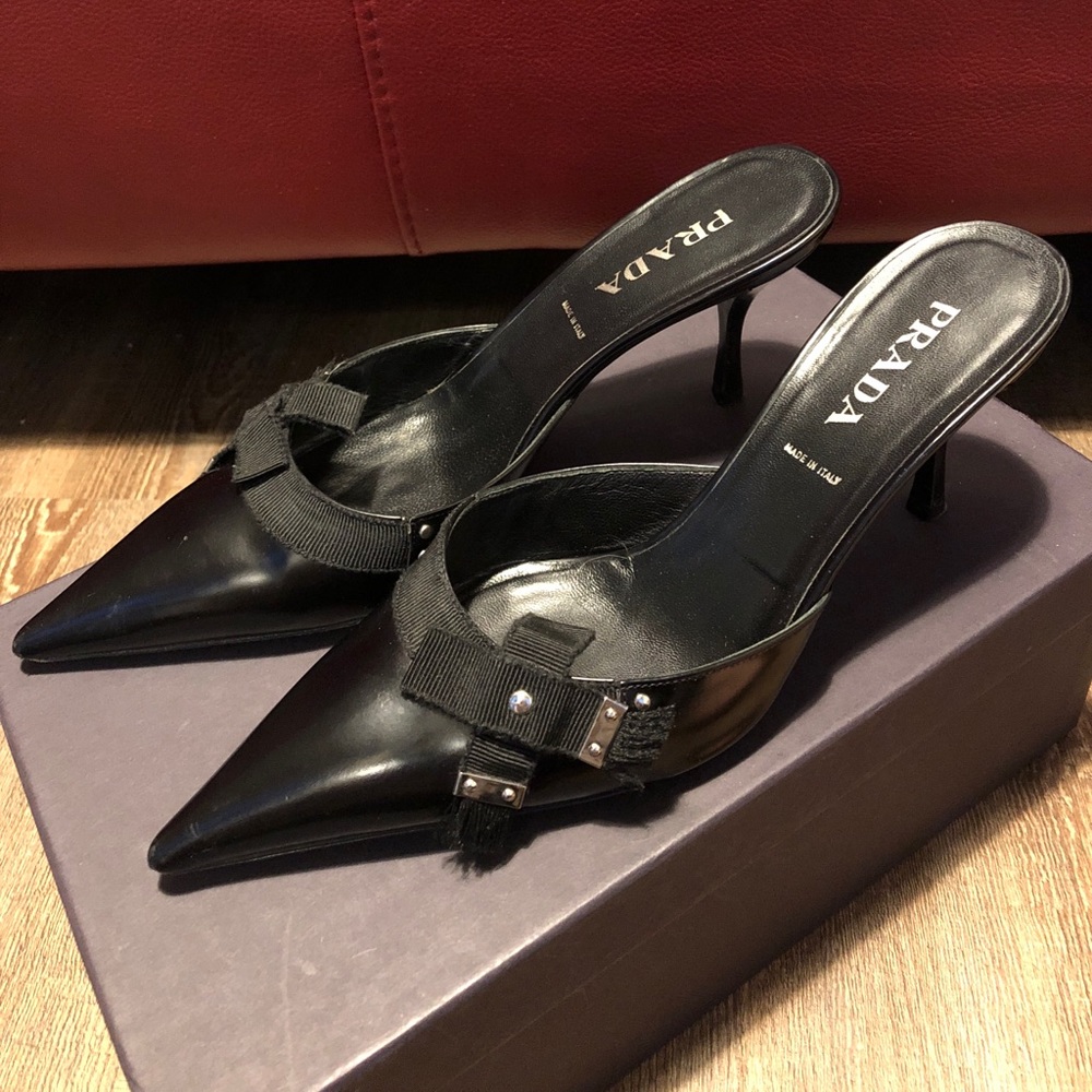 PRADA POINTY TOE MULES