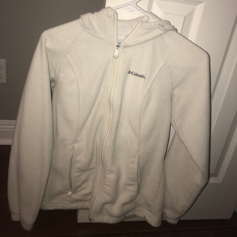 Cream hoody Columbia zip up jacket