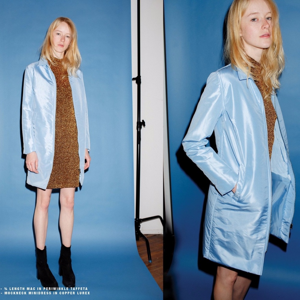 NOMIA // mockneck mini dress in copper lurex