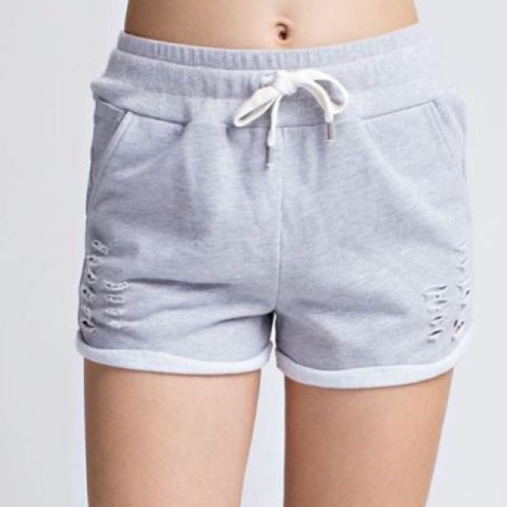 Distressed French Terry athletic shorts