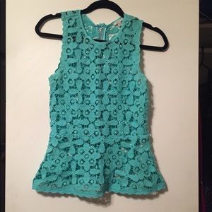 ❗️last chance❗️Mint embroidered lace peplum top