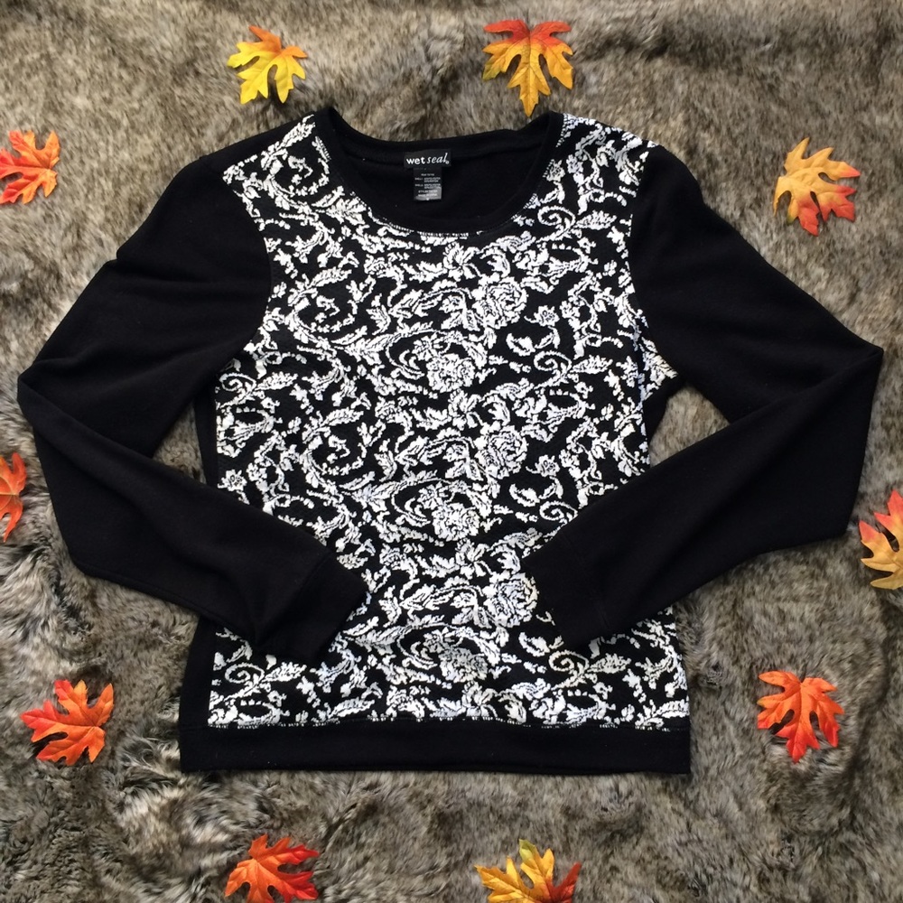 Wet Seal Floral Damask Sweatshirt