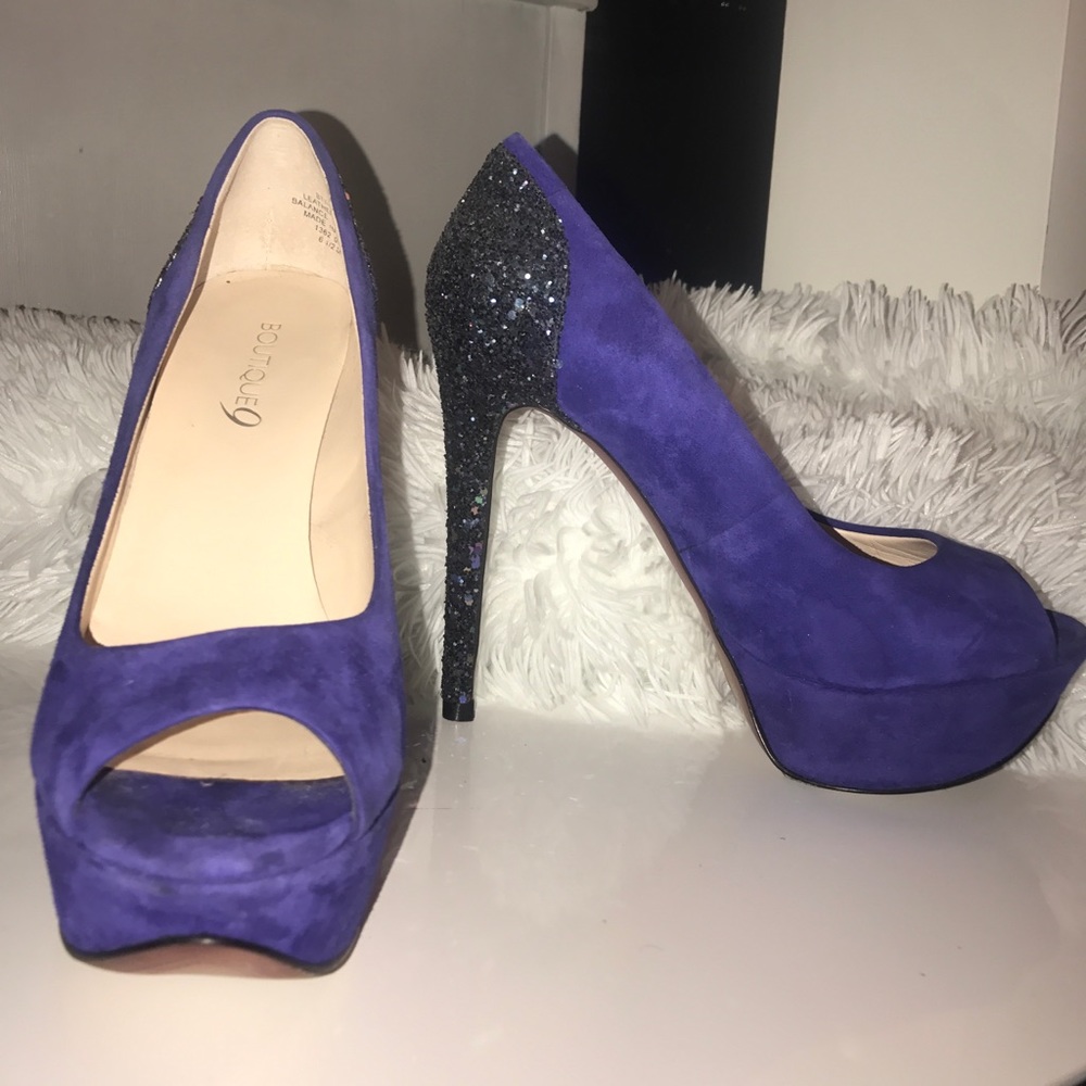 Blue Suede, Sparkle Heal Pumps Size 6.5