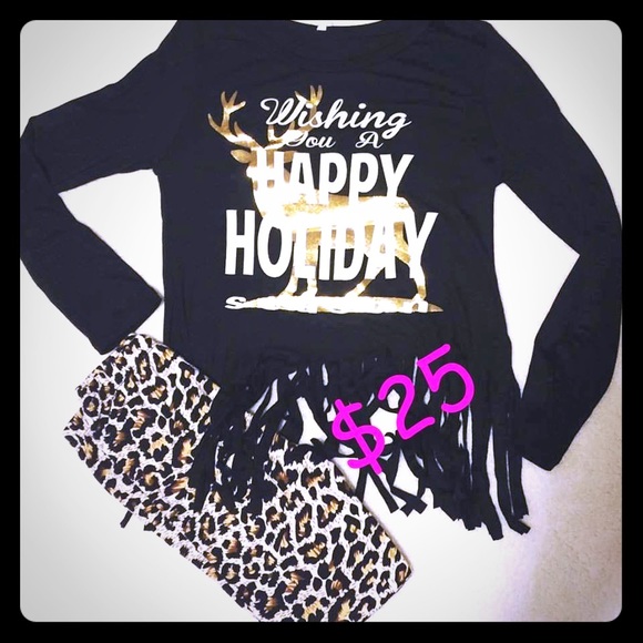 Girls Christmas/Holiday Leggings & Top - Picture 1 of 1