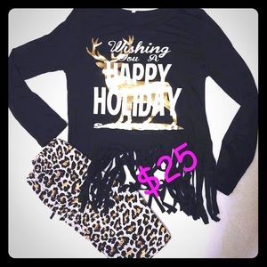 Girls Christmas/Holiday Leggings & Top