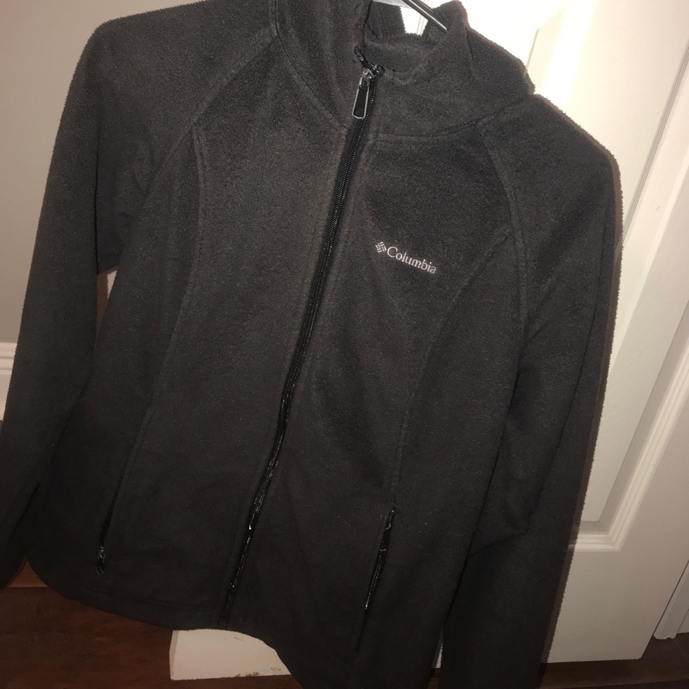 Charcoal hooded Columbia zip up jacket