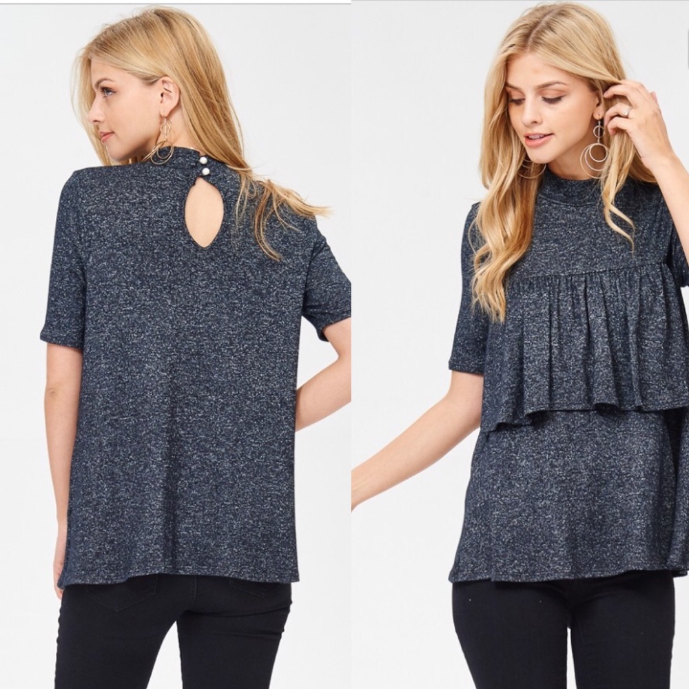 ❤️NEW❤️ Mock High Neck Ruffle Top ESSENTIAL! - Picture 2 of 5
