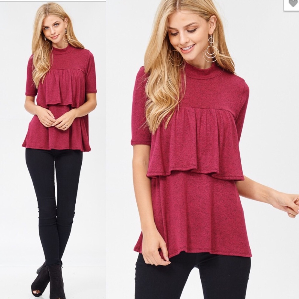 ❤️NEW❤️ Mock High Neck Ruffle Top ESSENTIAL! - Picture 3 of 5