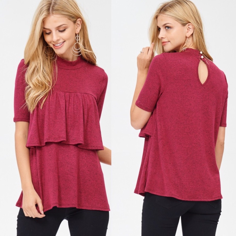 ❤️NEW❤️ Mock High Neck Ruffle Top ESSENTIAL! - Picture 4 of 5