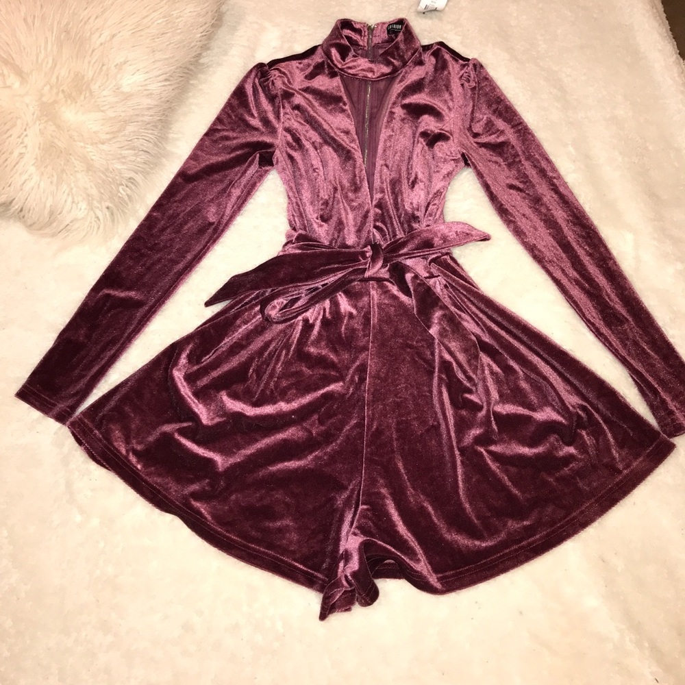 Fashion Nova Long-sleeved Burgundy Romper