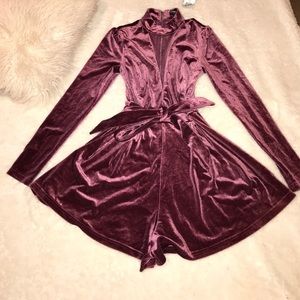 Fashion Nova Long-sleeved Burgundy Romper