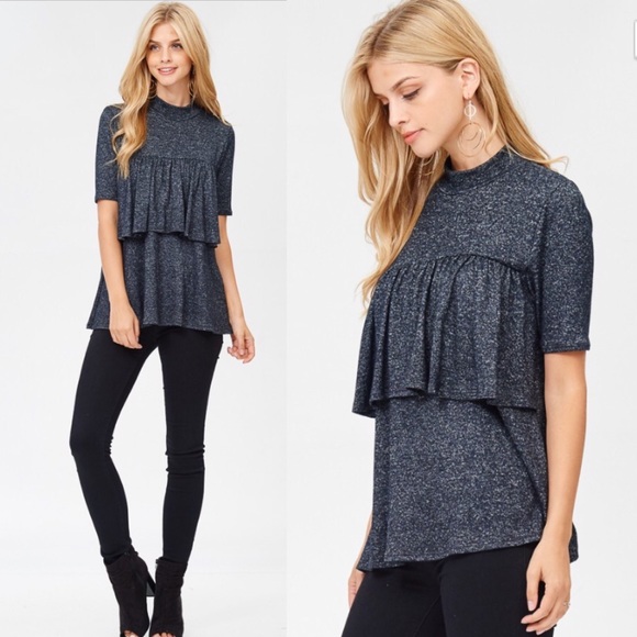 ❤️NEW❤️ Mock High Neck Ruffle Top ESSENTIAL! - Picture 3 of 5