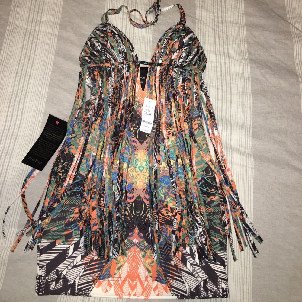 xs nwt bebe fun tassel fitted dress