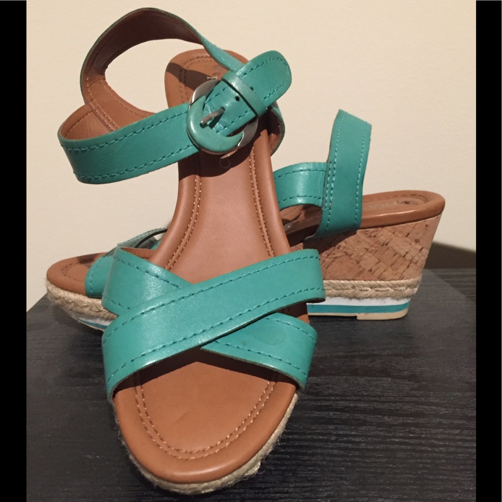 Franco Sarto Teal Wedge Sandals