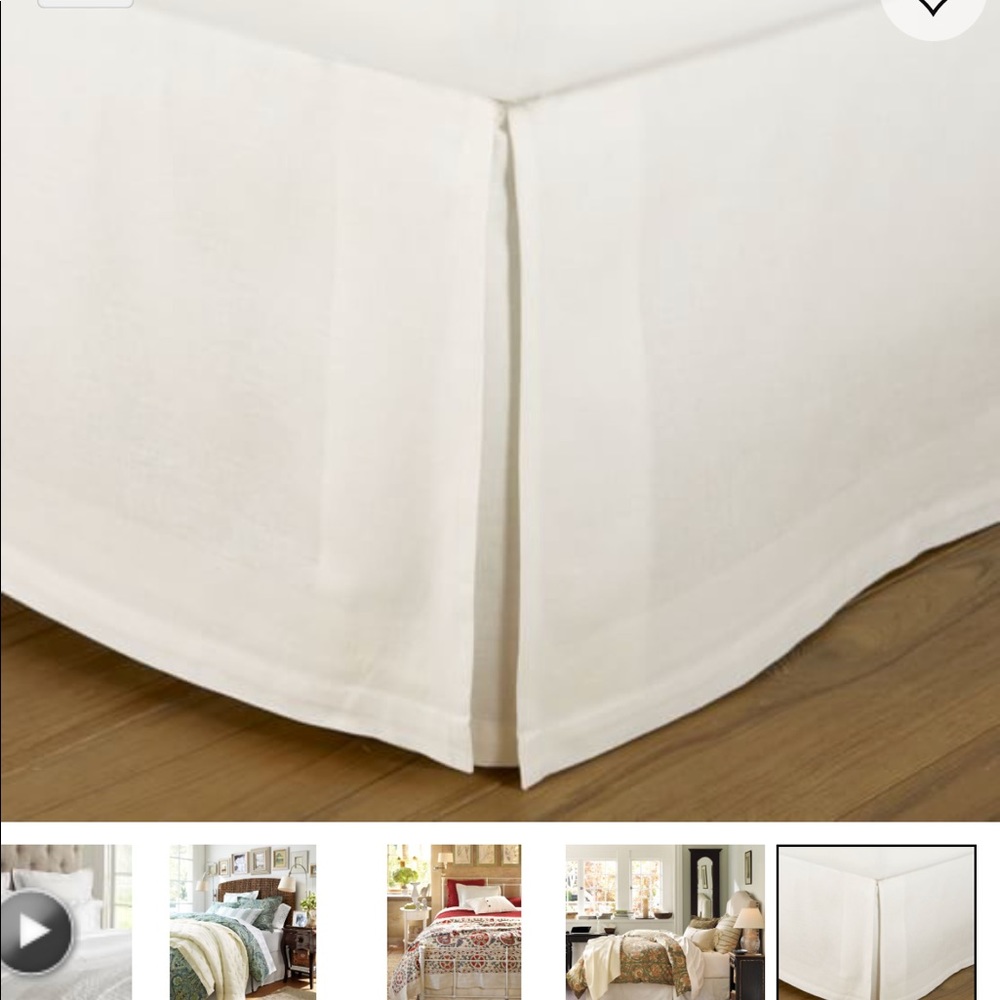 Pottery barn king dust ruffle linen cream