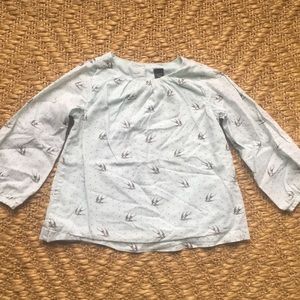 Super Sweet Baby Gap Pale Blue Bird Blouse!