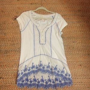 Anthropologie blue and white tunic