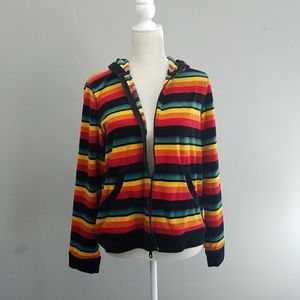 Jones New York | Rainbow velour striped hoodie