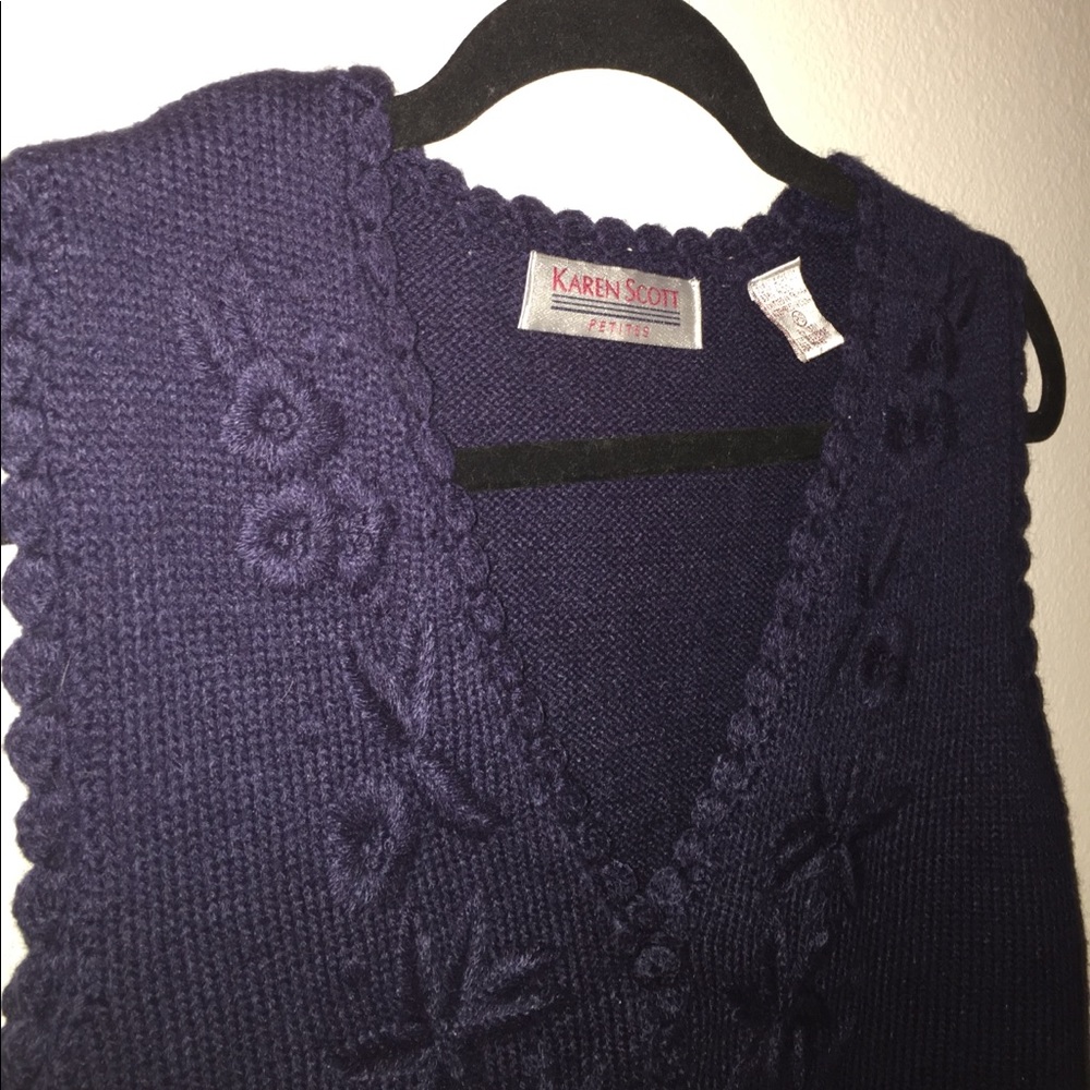 Karen Scott Petites SM - Acrylic/Wool Vintage Vest