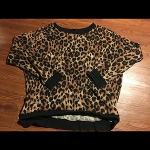 Cheetah print sweater with shoulder detail