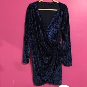 Blue Velvet Wrap Dress