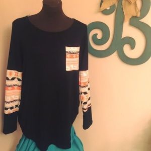 Black/Orange Aztec Tunic