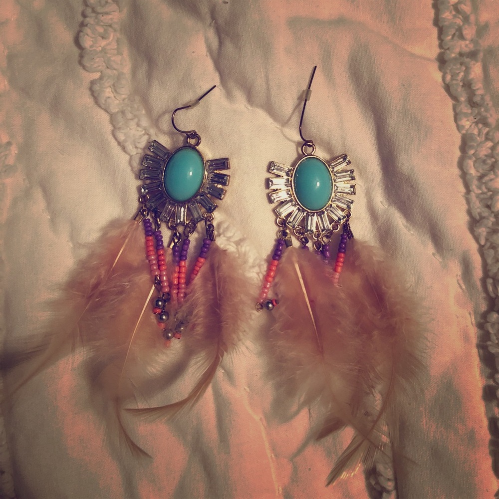 Fun pink feather earrings