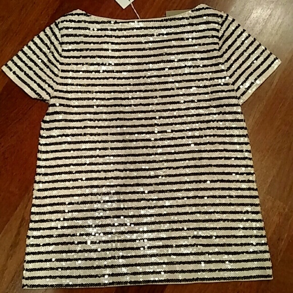 New With Tags J. Crew Sequin Stripe Tee XXS - Picture 4 of 4