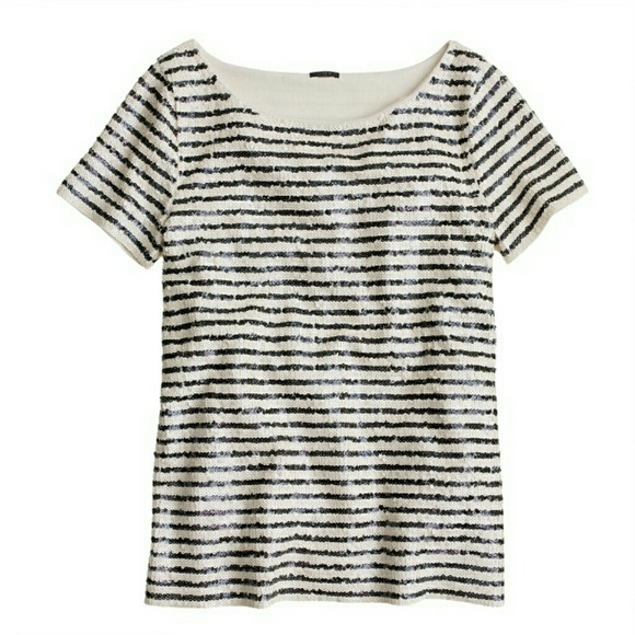 New With Tags J. Crew Sequin Stripe Tee XXS - Picture 2 of 4