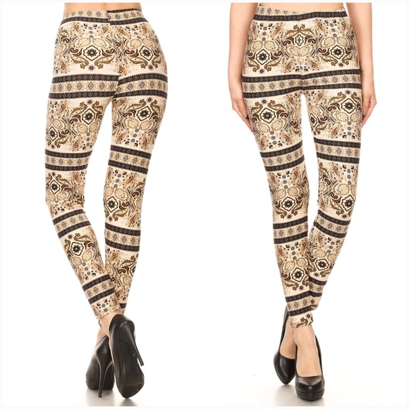 Paisley Print Brushed Knit Leggings - Picture 6 of 7