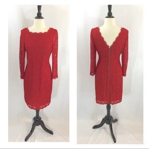 Red lace Cache long sleeve dress size 6 Red lace Cache long sleeve dress size 6